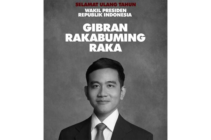 Prabowo Ucapkan Selamat Ultah untuk Gibran melalui Foto Hitam Putih